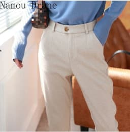 Woolen Pants Women's Harem Pencil Pants 2023 Autumn Winter High Waisted Casual Suit Pants Office Lady Women Trousers