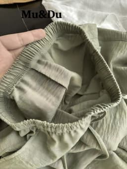 High Quality Summer Fashion Linen Lantern Pants for Women Solid Color Elastic Waist Simple Basic Trouser