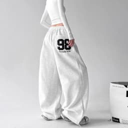 Hip Hop American Jazz JZA Dance Pants Loose Casual Sports Pants Gray Wide Leg Pants
