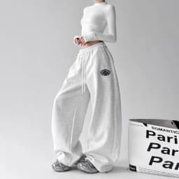 Hip Hop American Jazz JZA Dance Pants Loose Casual Sports Pants Gray Wide Leg Pants