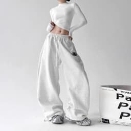 Hip Hop American Jazz JZA Dance Pants Loose Casual Sports Pants Gray Wide Leg Pants