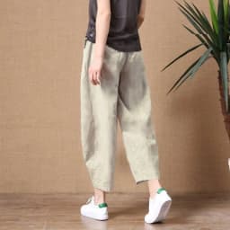 Loose Wide Leg Cotton Linen Pants High Waist Nine Points Women's plus Size Summer New Sle Casual Trousers Versatile Loose Fit