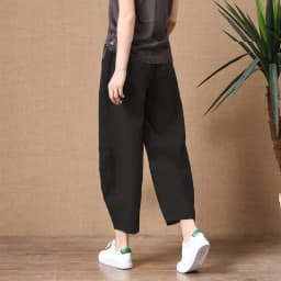 Loose Wide Leg Cotton Linen Pants High Waist Nine Points Women's plus Size Summer New Sle Casual Trousers Versatile Loose Fit