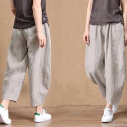 Loose Wide Leg Cotton Linen Pants High Waist Nine Points Women's plus Size Summer New Sle Casual Trousers Versatile Loose Fit