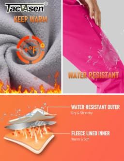 TACVASEN Women's Fleece Lined Flare Pants Waterproof Insulated Snow Ski Pants Warm Outdoor Winter Hiking Pockets Softshell Pants