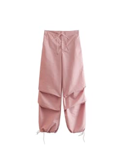 Women Fashion Parachute Cargo Pants Vintage Jogging Trousers High Elastic Waist Female Chic Lady Boot Cut