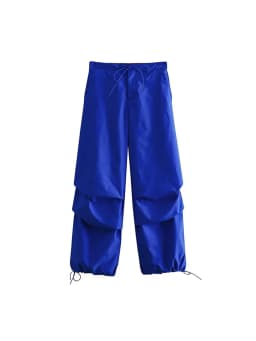 Women Fashion Parachute Cargo Pants Vintage Jogging Trousers High Elastic Waist Female Chic Lady Boot Cut