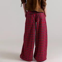 Vintage Plaid Baggy Trousers for Women Y2k Gingham Wide Leg Mid Rise Holiday Fall Spring High Street Tartan Pants with Pockets
