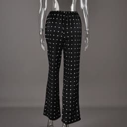 Linad Casual Black Long Dot Pants Women Street Chic Low Waist Wide Leg Pants Autumn Fashion Polyester  Loose Trousers 2025 Fall
