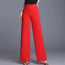 Double Layered Chiffon Wide Leg Pants For Women Spring Summer Elastic Waist Skirt Pants Korean Split Elegant Straight Trousers