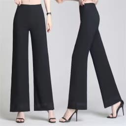 Double Layered Chiffon Wide Leg Pants For Women Spring Summer Elastic Waist Skirt Pants Korean Split Elegant Straight Trousers