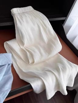 2025 White Cotton and Linen Wide-leg Pants Women's Summer Thin Loose Lazy Drape High-waisted Straight Pants Casual Pants