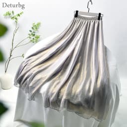 Women's Vintage Double Layer Pants Chinese Style High Waist Imitated Silk Chiffon Shiny Wide Leg Skirt Pants 2024 Spring PA111