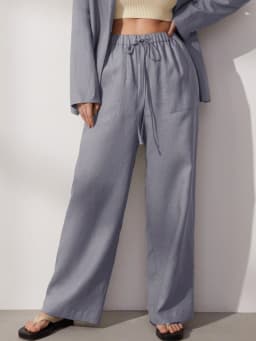 Cotton Linen Pants for Women Stacked Loose Vintage Solid Basic High Waist Wide Leg Khaki Trousers Summer Women's Pants