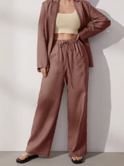 Cotton Linen Pants for Women Stacked Loose Vintage Solid Basic High Waist Wide Leg Khaki Trousers Summer Women's Pants