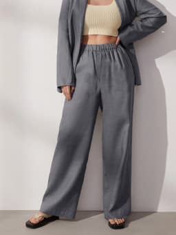 Cotton Linen Pants for Women Stacked Loose Vintage Solid Basic High Waist Wide Leg Khaki Trousers Summer Women's Pants