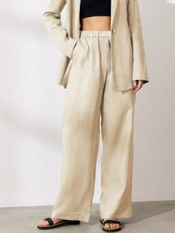 Cotton Linen Pants for Women Stacked Loose Vintage Solid Basic High Waist Wide Leg Khaki Trousers Summer Women's Pants