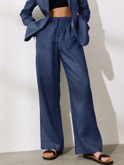 Cotton Linen Pants for Women Stacked Loose Vintage Solid Basic High Waist Wide Leg Khaki Trousers Summer Women's Pants