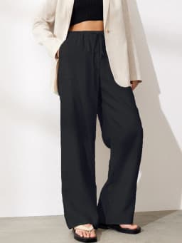 Cotton Linen Pants for Women Stacked Loose Vintage Solid Basic High Waist Wide Leg Khaki Trousers Summer Women's Pants