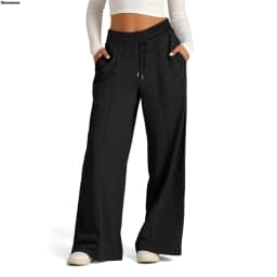 Womens Wide Leg Sweatpants High Waisted Baggy Flared Pants Drawstring Athletic Joggers Casual Daily Wear Loose Yoga Sports Pants