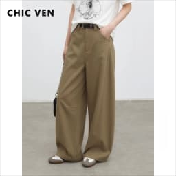 CHIC VEN Fashion Women Pants Solid Loose Casual High Waisted Ladies Wide Leg Trousers Cotton Spring Summer 2026
