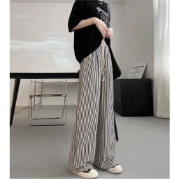 Trendy Striped Wide Leg Pants Women's Slim Fit High Waist Drapey Straight Loose Casual Summer Trousers Comfortable Lazy Pants