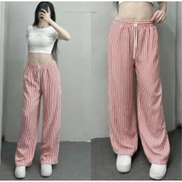 Trendy Striped Wide Leg Pants Women's Slim Fit High Waist Drapey Straight Loose Casual Summer Trousers Comfortable Lazy Pants