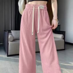 Special Offer Ice Silk Wide Leg Pants Women Summer Thin Mosquito Proof Small Size High Waist Dra Narrow Version Straight ...