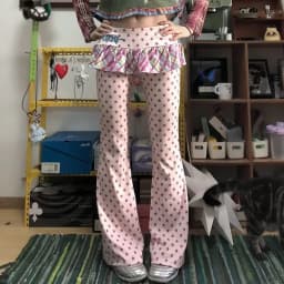 Y2K Girl's Star Print Flared Pants Thin Female Model Fashionable Casual Trousers Low Waist Polyester Fiber Wear Resistant