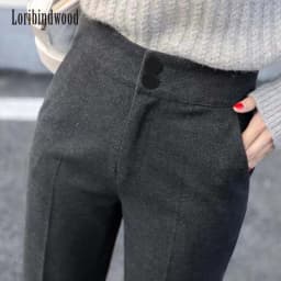Tweed Pants for Women New Fall/Winter 2023 High-waisted Baggy Turnip Pants for Women with Nine Straight Leg Suit Pants