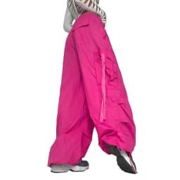Streetwear Parachute Hot Pink Cargo Pants Hip Hop Techwear High Waist Jogger Pants Women Baggy Casual Korean Punk Trousers