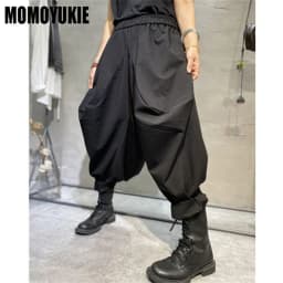 New Spring Ladies Streetwear Trend Elastic High Waist Solid Color All-matched Casual Loose Wide Leg Haren Pants Hip-hop Style