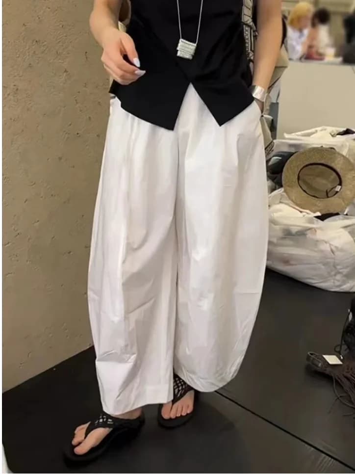 High Waist Balloon Pants Women's Casual Banana Pants Loose Fit Comfortable Spring Summer Trendy Nine Point Cotton Pants