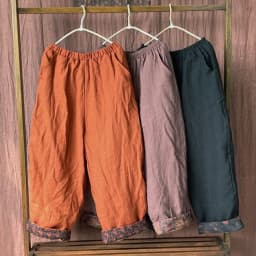 Johnature Women Vintage Linen Elastic Waist Pants Plus Cotton Warm Winter Trouser 2025 New Solid Color Pockets Loose Long Pants