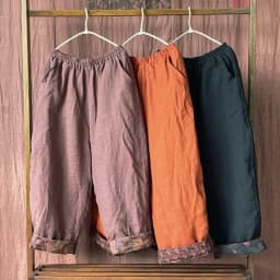 Johnature Women Vintage Linen Elastic Waist Pants Plus Cotton Warm Winter Trouser 2025 New Solid Color Pockets Loose Long Pants