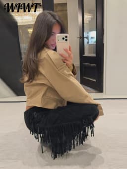 Casual Tassels Trousers Women's Solid Faux Suede Zipper Button Long Pants 2026 Spring New Female Fashion Streetwear