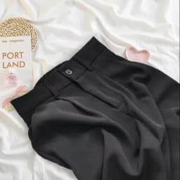 Women Fashion Suit Pant High Waist Casual Loose Straight Solid Trouser Office Lady Streetwear Button Up Elastic Nine Points Pant