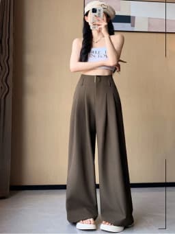 High Waist Suit Wide Leg Women's Full Pants Buttons Spring Summer Female Elegant Minimalism Straight Loose Trousers 2024 New