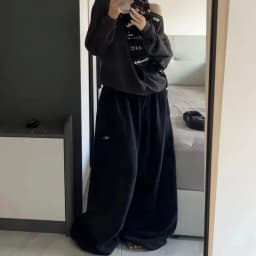 Retro American Hip-Hop High Waist Wide-Leg Sweatpants for Women Casual Black Korean Streetwear Loose Jogging Pants
