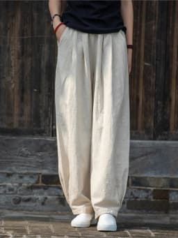 Johnature Women Loose Cotton Linen Casual Pants Solid Color Elastic Waist Lantern Pants 2025 Spring New Female Trousers