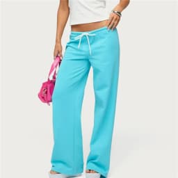 Y2K Solid Micro Flare Sweatpants Women Low Rise Drawstring Wide Leg Bootcut Pants Casual Street Lounge Sports Jogger Trousers