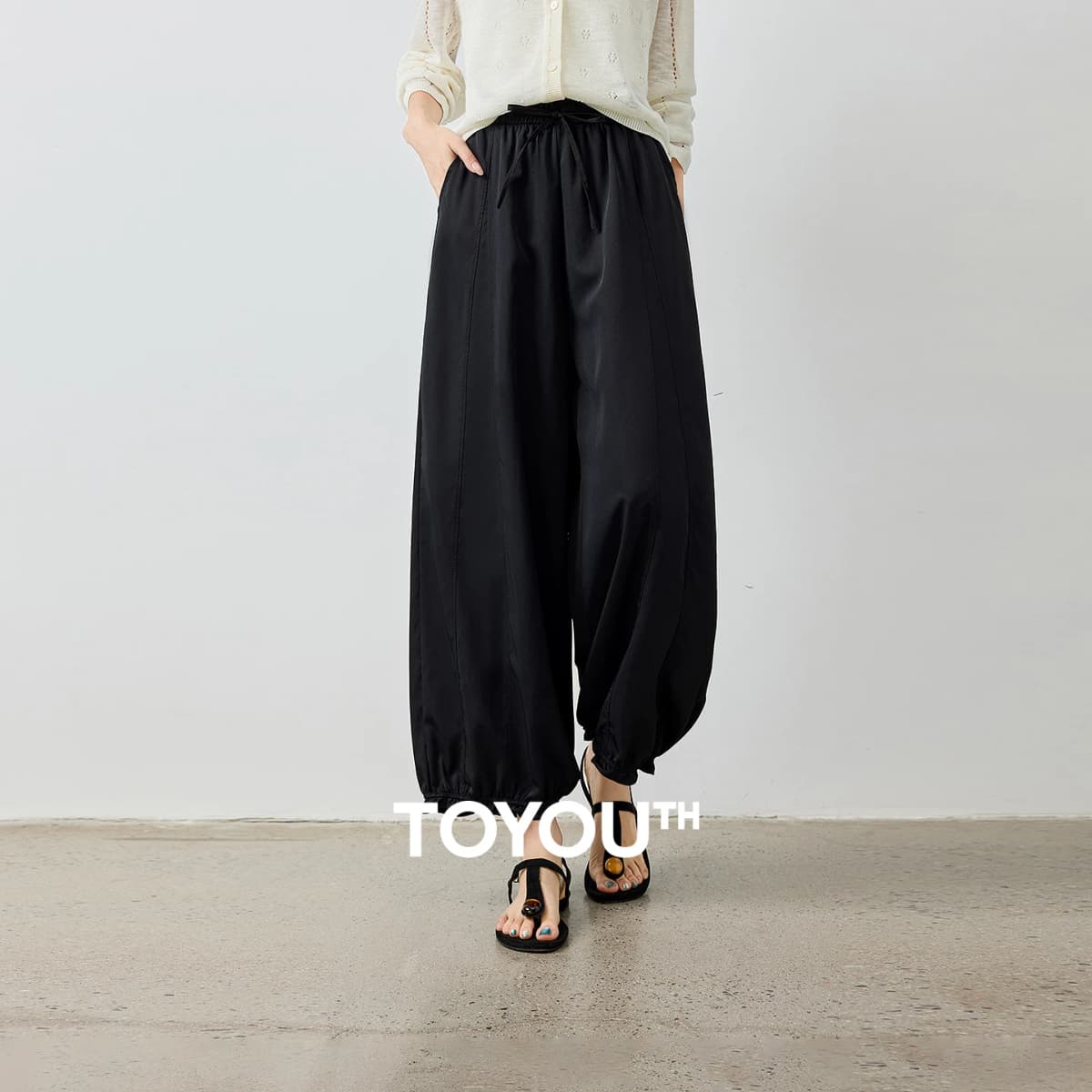 TOYOUTH Women's Lantern Pants 2026 Autumn New High Waist Bud Design Ankle-Length Loose Trousers