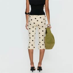 Y2K Vintage Polka Dot Capri Pants for Women High Waist Slim Fit Cropped Pants Trousers Elegant Ladies Casual Summer Streetwear