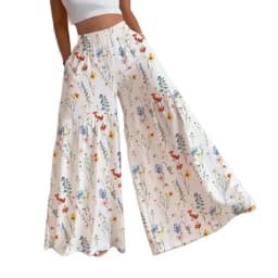 2026 Summer Fairy Floral Pants Women's High Waist Loose Thin Wide Leg Elegant Skinny Versatile Straight Pants Female  Trousers