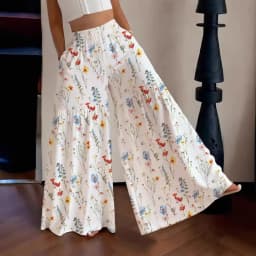 2026 Summer Fairy Floral Pants Women's High Waist Loose Thin Wide Leg Elegant Skinny Versatile Straight Pants Female  Trousers