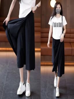 Casual High Waist Breathable Women's  Skirt Pants Summer 2026 Trendy Cool Feeling Versatile Wide Leg Skirt Pants
