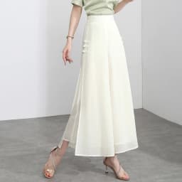 ZUZK Women Side Slit Chiffon Pants Summer Thin Elastic Waist Wide Leg Pants Chic Droop Trousers Chinese Style Nine Point Pants