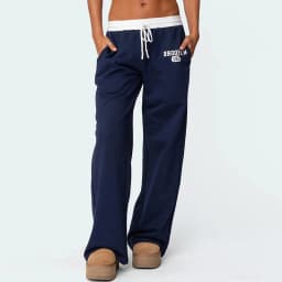Casual Wide Straight Leg Sweatpants for Women Ladies Drawstring Low Rise Baggy Sweat Pants Y2K Number Graphic Joggers Pants