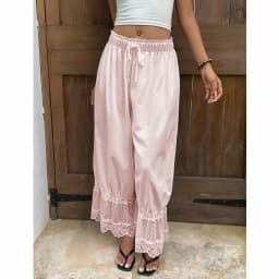 Xingqing y2k Women Coquette Pants Summer Clothes Solid Color Elastic Waist Baggy Loose Trousers Bottoms 2000s Club Streetwear