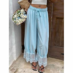 Xingqing y2k Women Coquette Pants Summer Clothes Solid Color Elastic Waist Baggy Loose Trousers Bottoms 2000s Club Streetwear